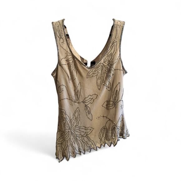 Metro Style Polyester Sequins Tank Tan Size 10p - Picture 1 of 3